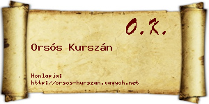 Orsós Kurszán névjegykártya